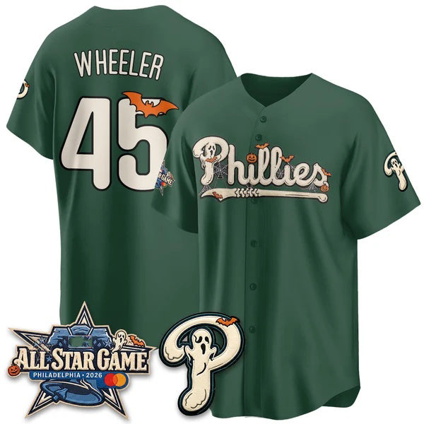 Philadelphia Phillies #45 Zack Wheeler Green Thaam Halloween 2026 Vapor Limited Stitched Jersey