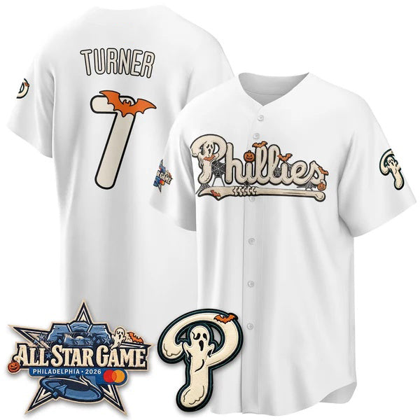 Philadelphia Phillies #7 Trea Turner White Thaam Halloween 2026 Vapor Limited Stitched Jersey