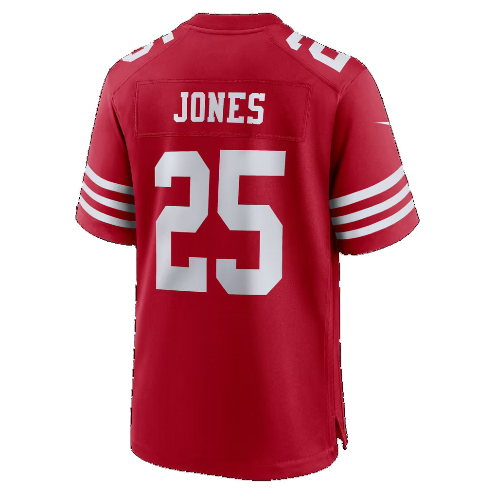 SF.49ers #25 Jack Jones Scarlet Team Game Football jersey Thaam