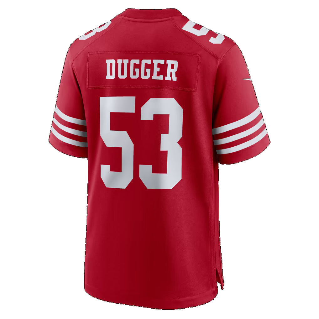 SF.49ers #53 Jaden Dugger Scarlet Team Game Football jersey Thaam