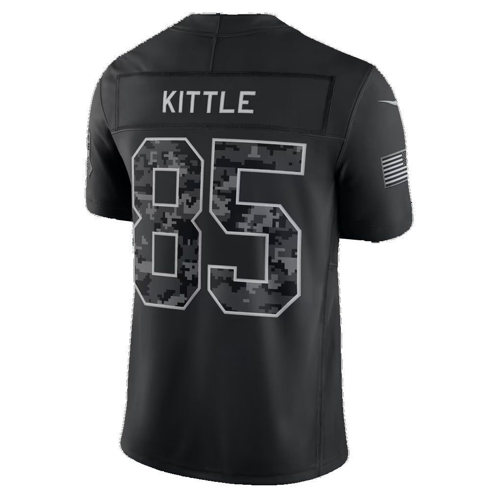 SF.49ers #85 George Kittle Black 2026 Salute to Service Stitched Limited Football jersey Thaam