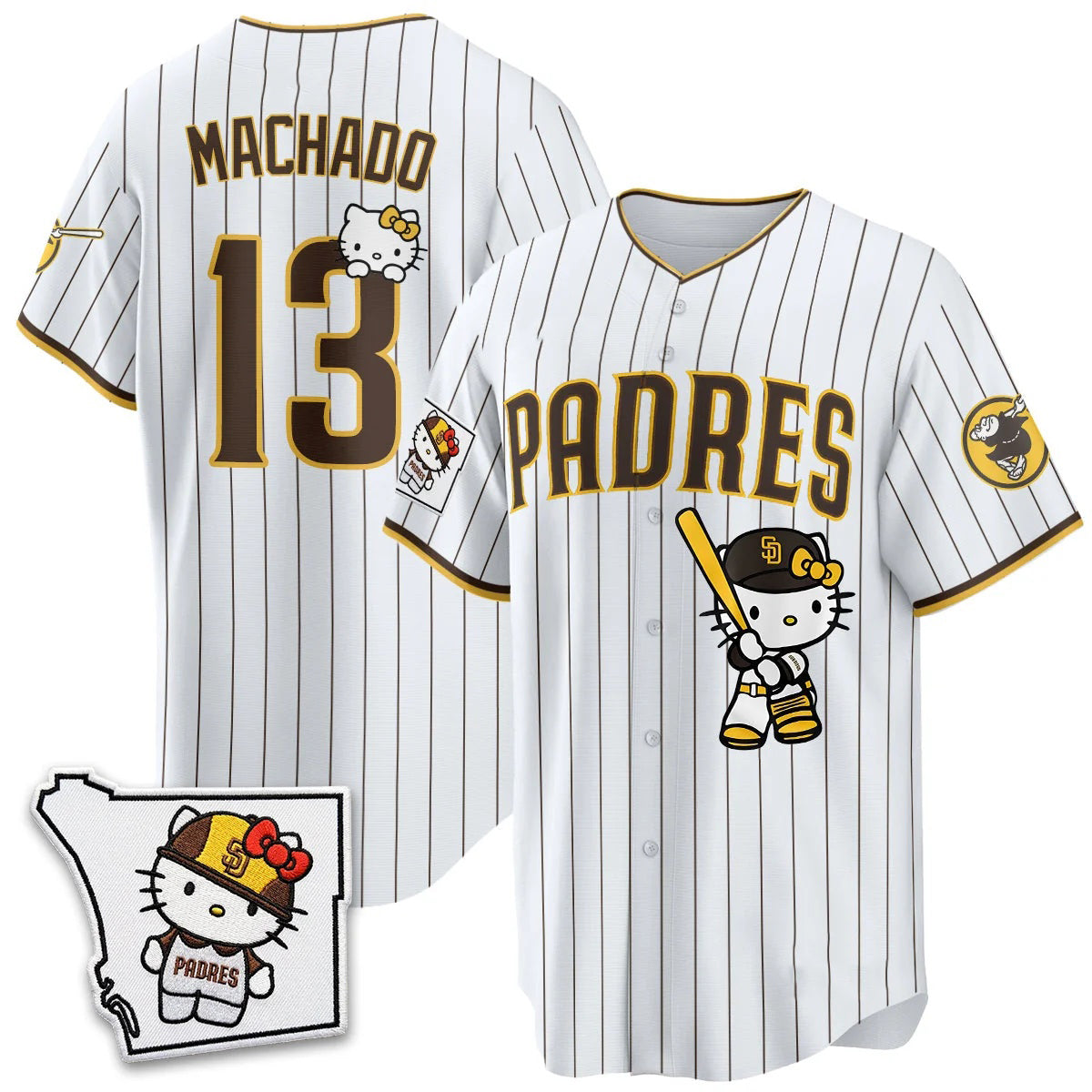 San Diego Padres #13 Manny Machado Pinstripe White Thaam Meow KT Vapor Limited All V2 Stitched Jersey