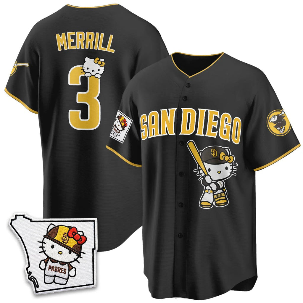 San Diego Padres #3 Jackson Merrill Black Thaam Meow KT Vapor Limited All V2 Stitched Jersey