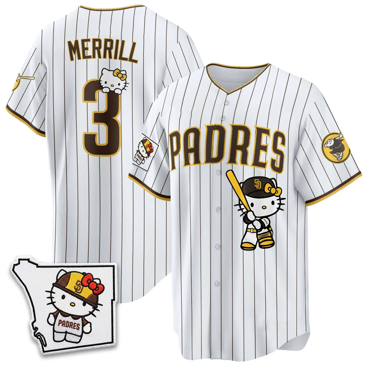 San Diego Padres #3 Jackson Merrill Pinstripe White Thaam Meow KT Vapor Limited All V2 Stitched Jersey