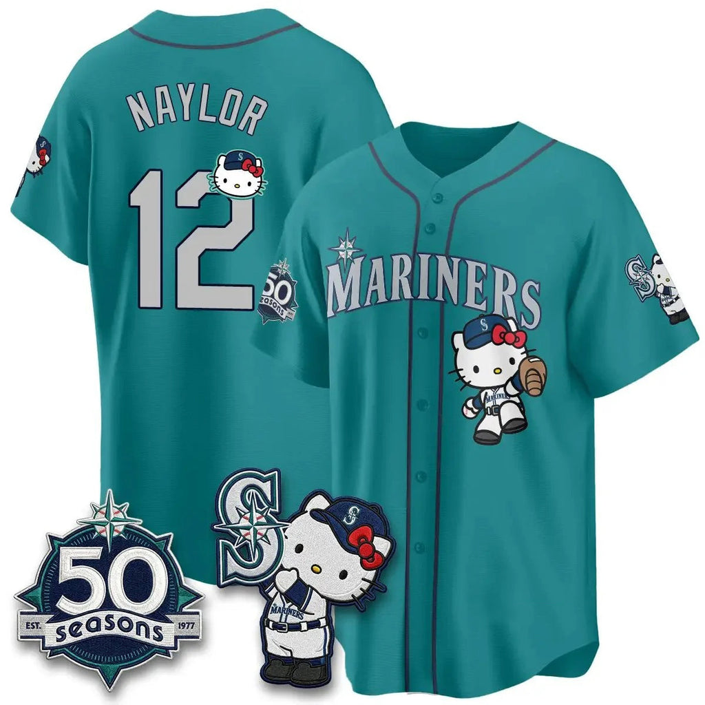 Seattle Mariners #12 Josh Naylor Meow KT Night Aqua Thaam Limited Jersey - All Stitched V2