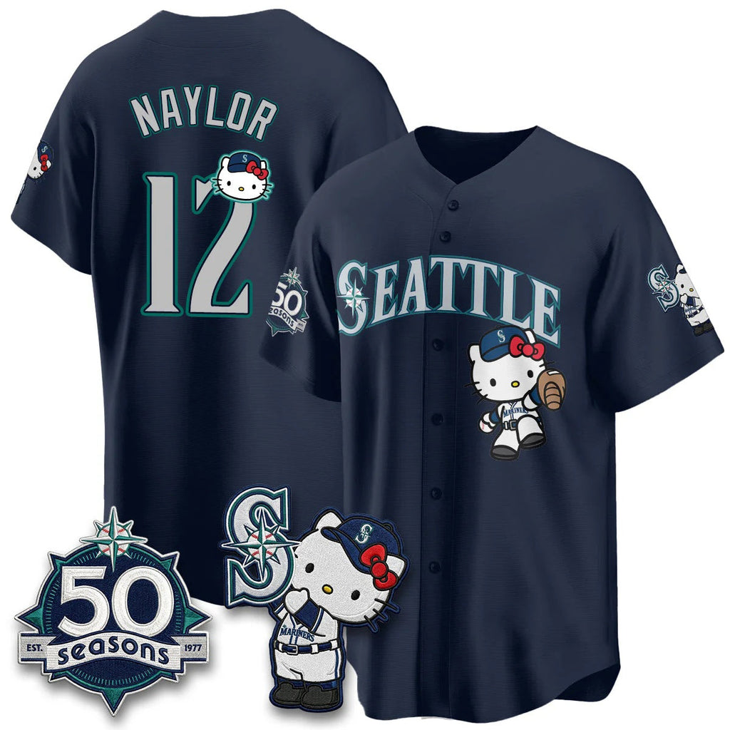 Seattle Mariners #12 Josh Naylor Meow KT Night Navy Thaam Limited Jersey - All Stitched V2