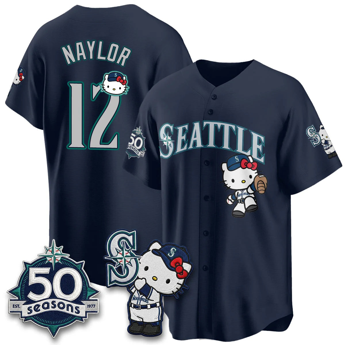 Seattle Mariners #12 Josh Naylor Meow KT Night Navy Thaam Limited Jersey - All Stitched V2