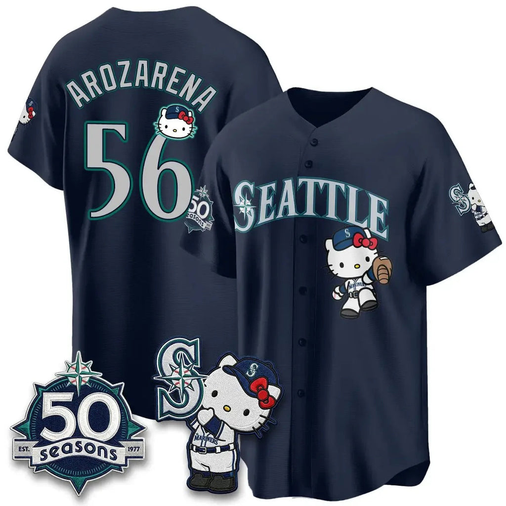 Seattle Mariners #56 Randy Arozarena Meow KT Night Navy Thaam Limited Jersey - All Stitched V2