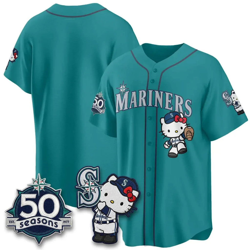 Seattle Mariners Meow KT Night Aqua Thaam Limited Jersey - All Stitched V2
