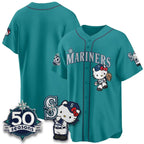 Seattle Mariners Meow KT Night Aqua Thaam Limited Jersey - All Stitched V2