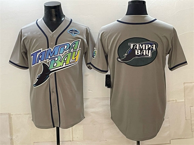 Tampa Bay Rays Team Big Logo Gray 2026 AL East Champions Patch Vapor Limited Stitched Jersey THAAM