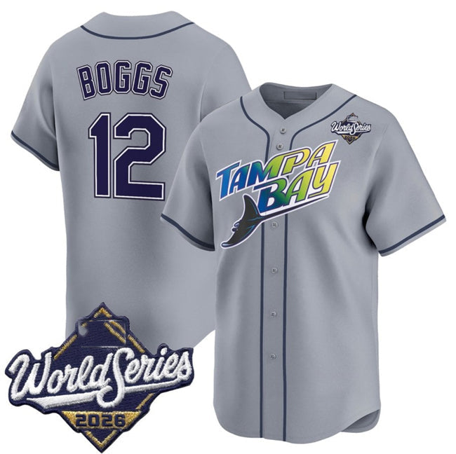 Tampa Bay Rays #12 Wade Boggs Grey 2026 World Series Limited Stitched Jersey THAAM