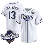 Tampa Bay Rays #13 Junior Caminero White 2026 World Series Home Limited Stitched Jersey THAAM