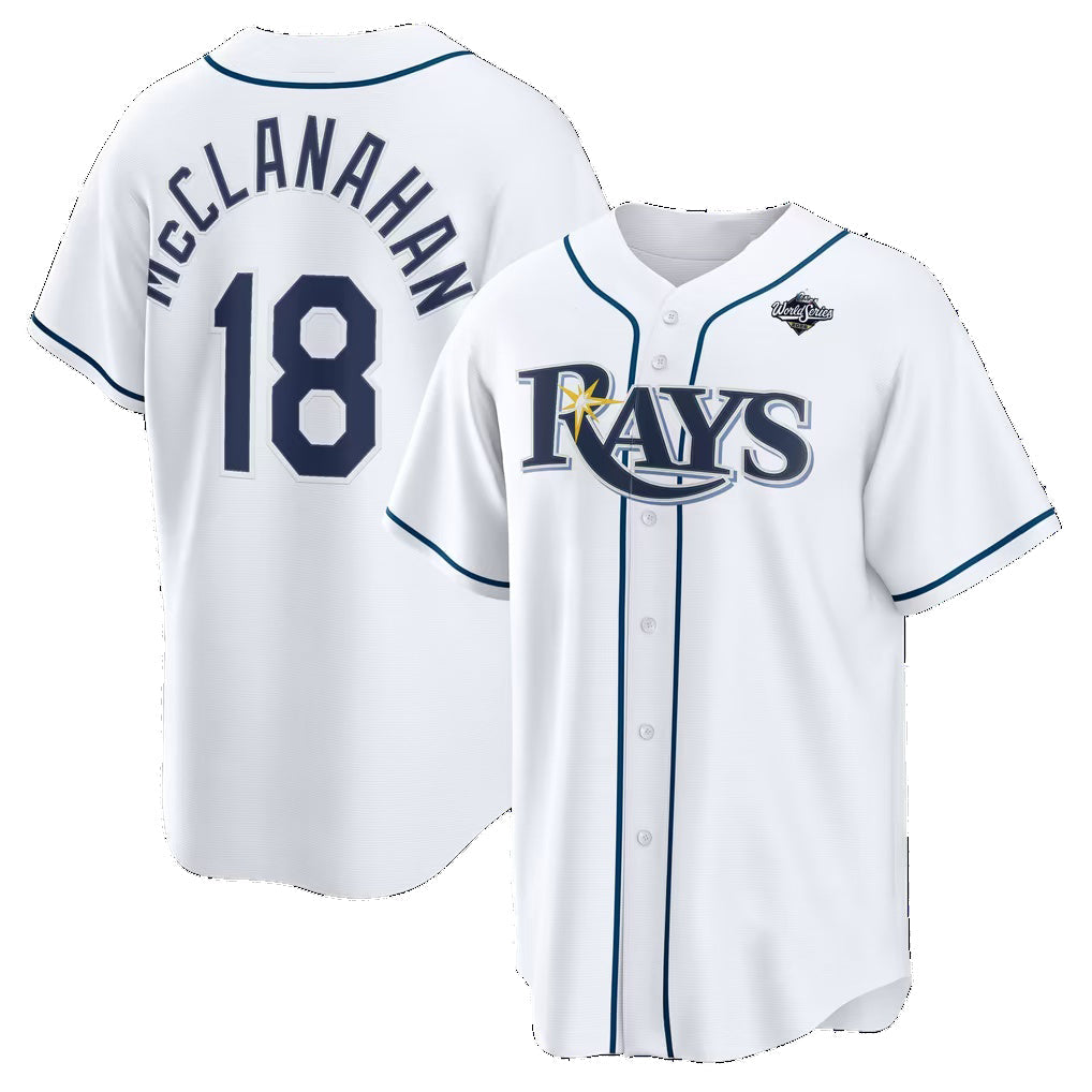 Tampa Bay Rays #18 Shane McClanahan White 2026 World Series Home Replica Jersey THAAM