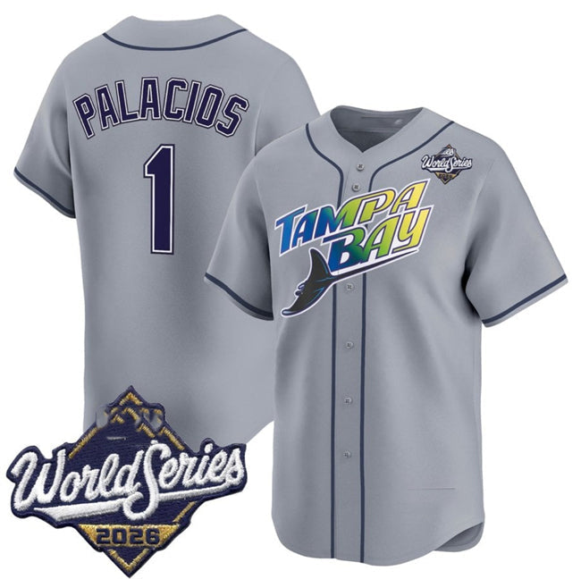 Tampa Bay Rays #1 Richie Palacios Grey 2026 World Series Limited Stitched Jersey THAAM