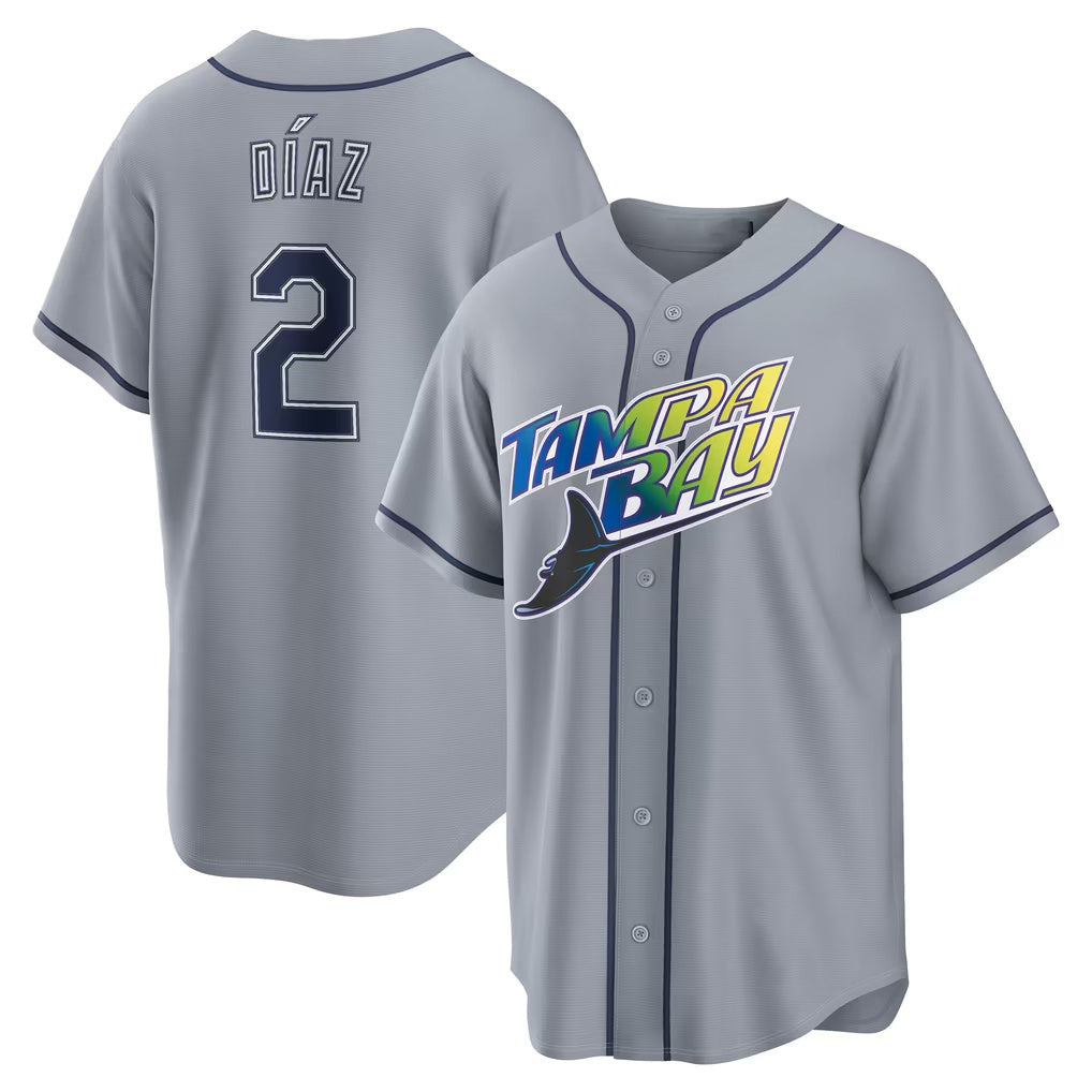 Tampa Bay Rays #2 Yandy D¨ªaz Gray Road Stadium Jersey THAAM