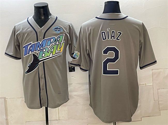 Tampa Bay Rays #2 Yandy D¨ªaz Gray 2026 AL East Champions Patch Vapor Limited Stitched Jersey THAAM