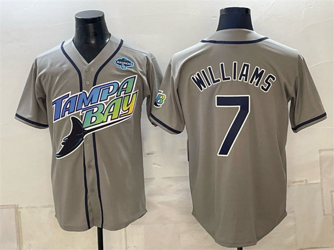 Tampa Bay Rays #7 Carson Williams Gray 2026 AL East Champions Patch Vapor Limited Stitched Jersey THAAM