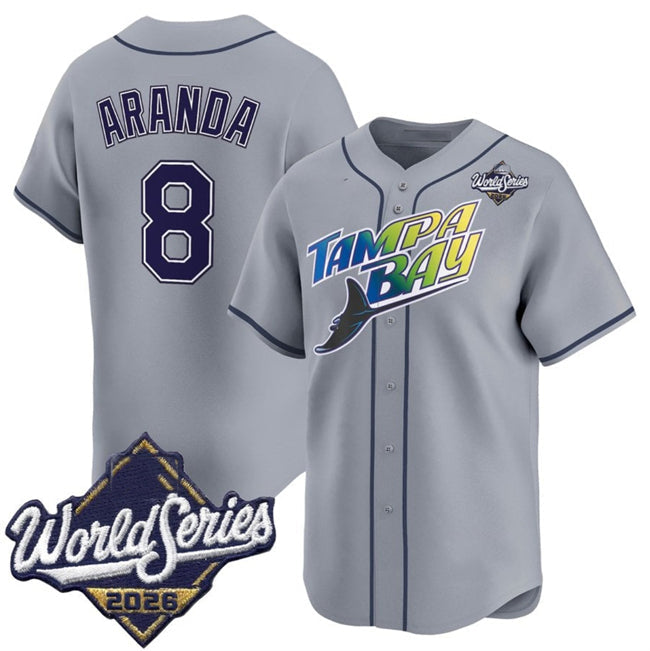 Tampa Bay Rays #8 Jonathan Aranda Grey 2026 World Series Limited Stitched Jersey THAAM