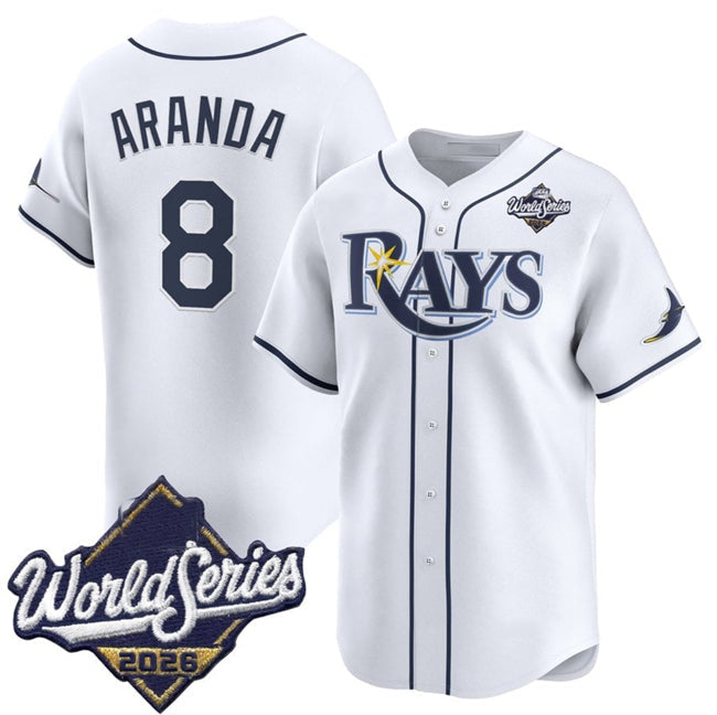 Tampa Bay Rays #8 Jonathan Aranda White 2026 World Series Home Limited Stitched Jersey THAAM