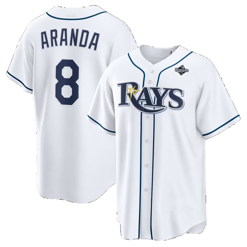 Tampa Bay Rays #8 Jonathan Aranda White 2026 World Series Home Replica Jersey THAAM