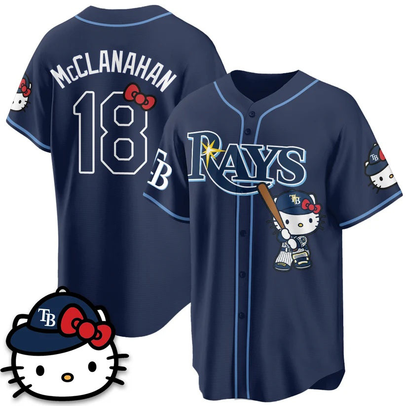 Tampa Bay Rays #18 Shane McClanahan Navy Thaam Meow KT Edition Vapor Limited Stitched Jersey