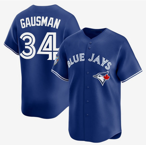 Toronto Blue Jays #34 Kevin Gausman Royal 50th Anniversary Alternate Replica Jersey THAAM