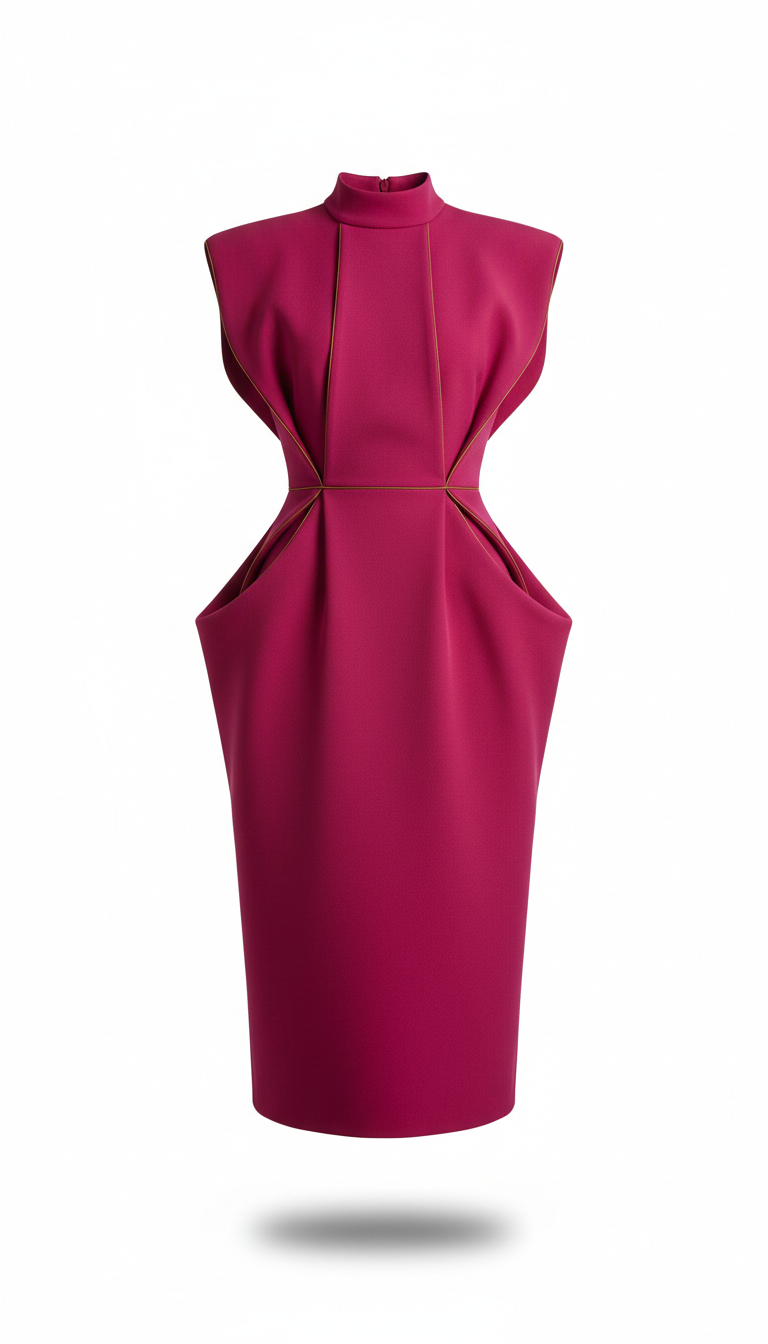Fuchsia Architectural Midi Dress