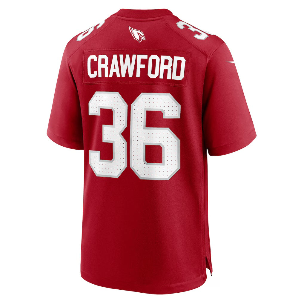A.Cardinals #36 Kitan Crawford Cardinal Thaam Team Game Jersey